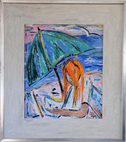 Girl reading under Umbrella