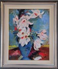 White Flowers in a Blue Vase